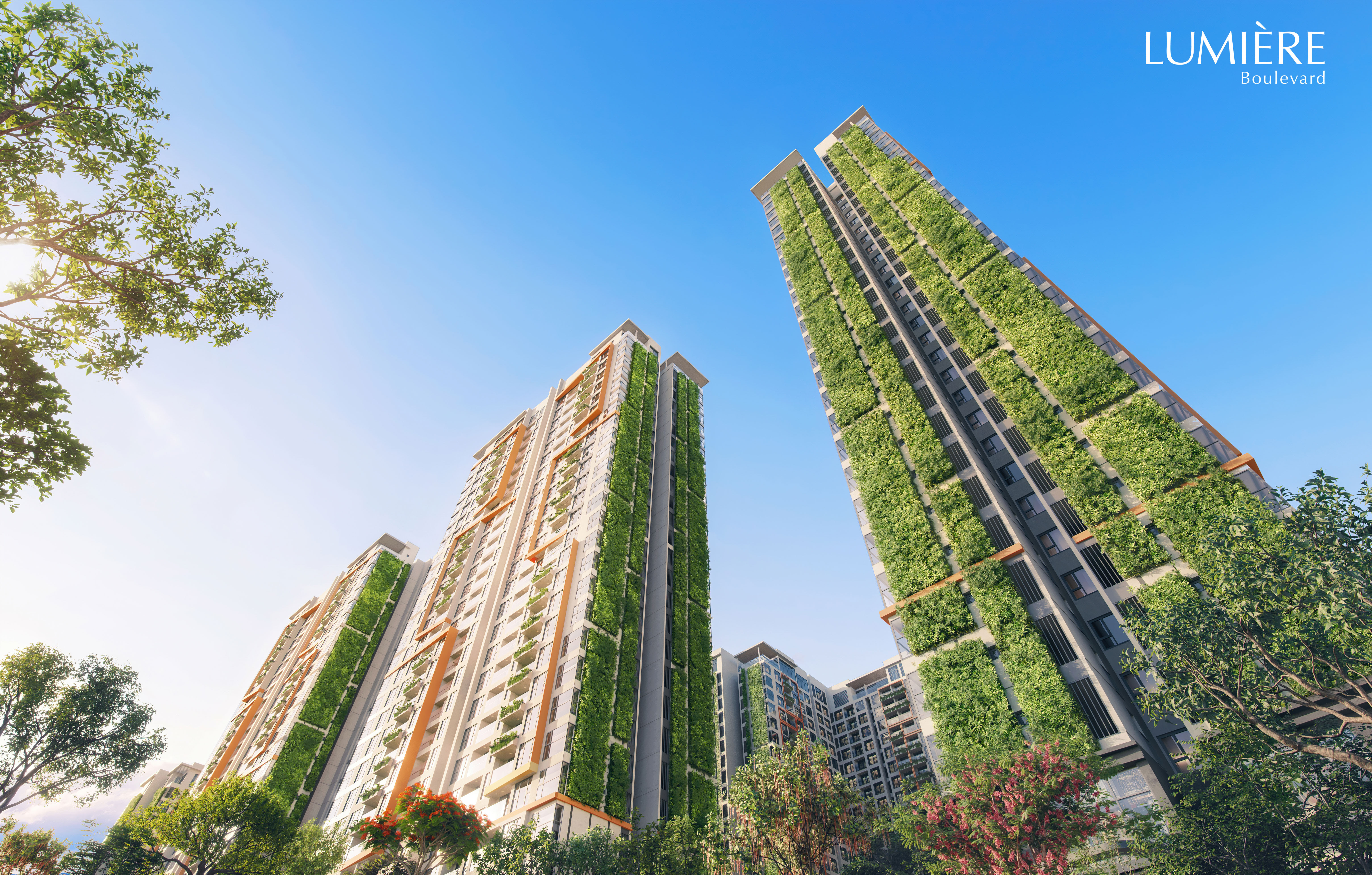 Facade design with hanging garden close to nature at Lumière Boulevard