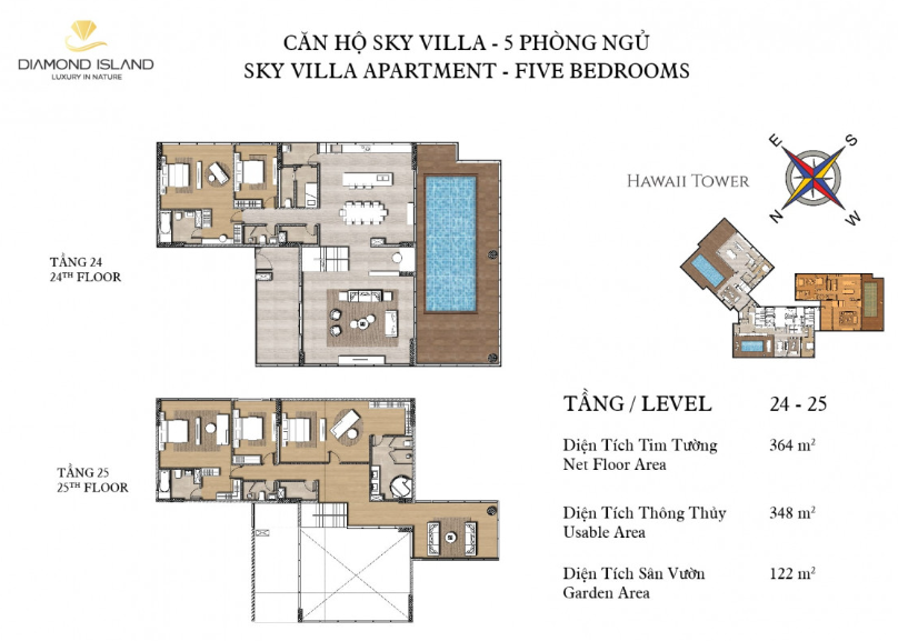 Hawaii Sky Villa apartment 5 bedrooms - 348m2