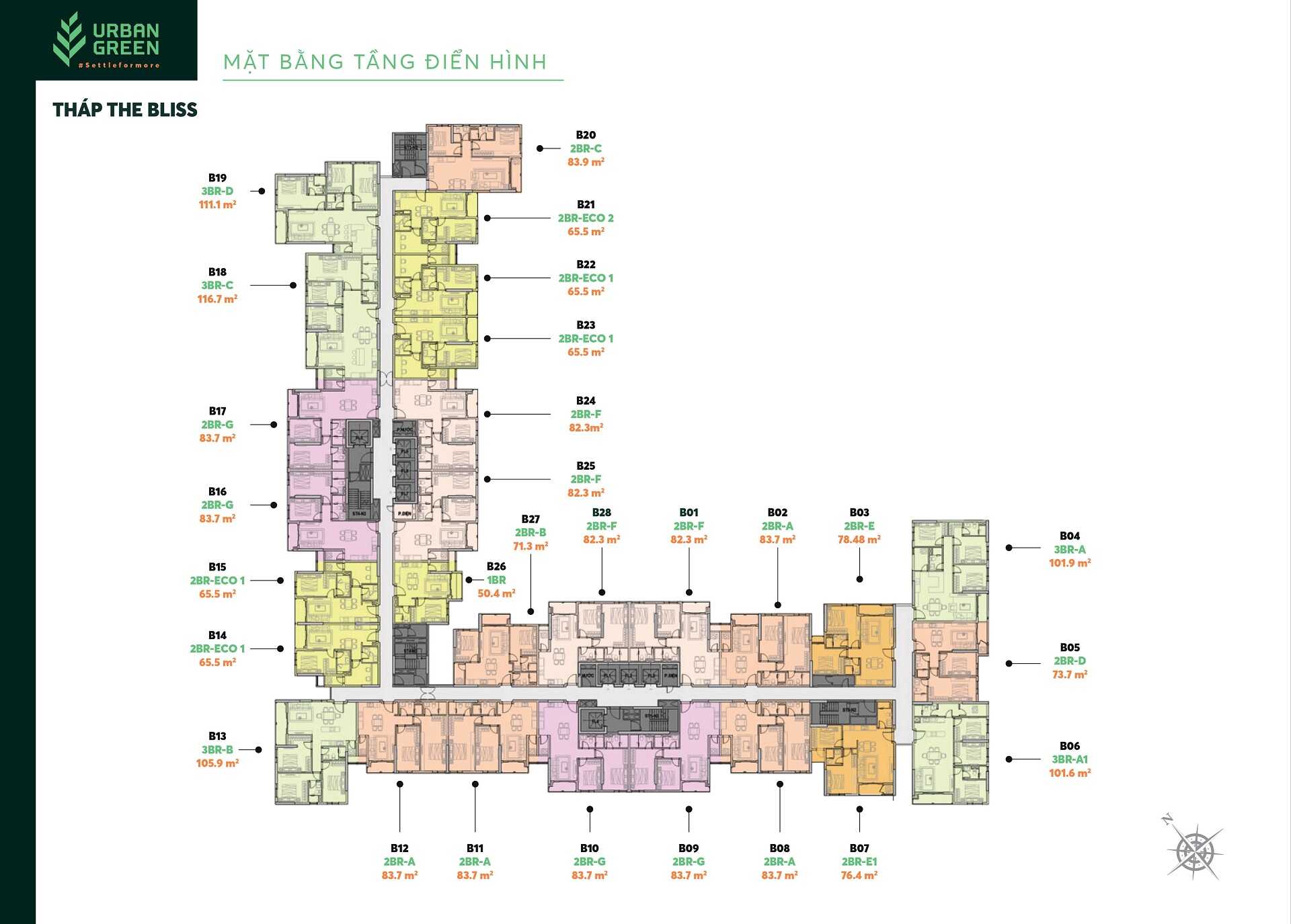 Typical floor plan of The Bliss Urban Green tower