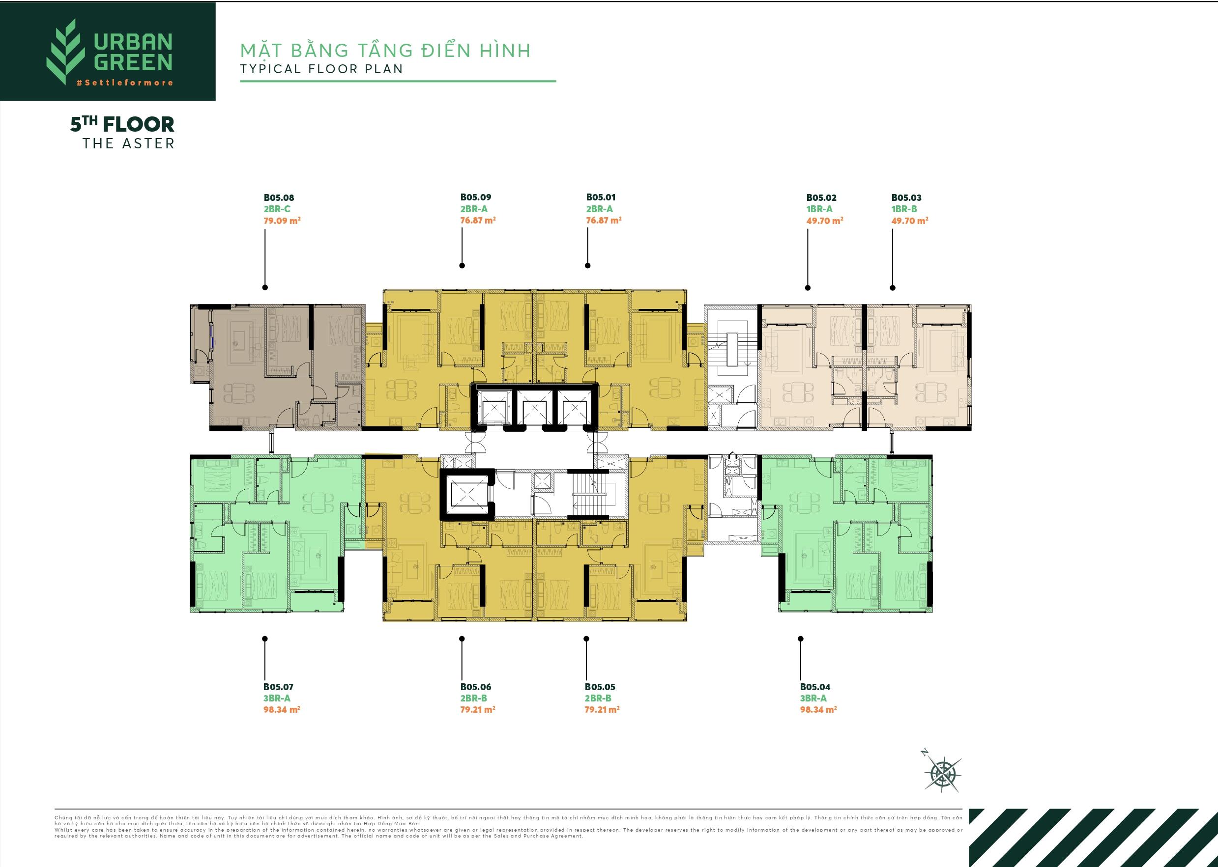 Typical floor plan of The Aster Urban Green tower