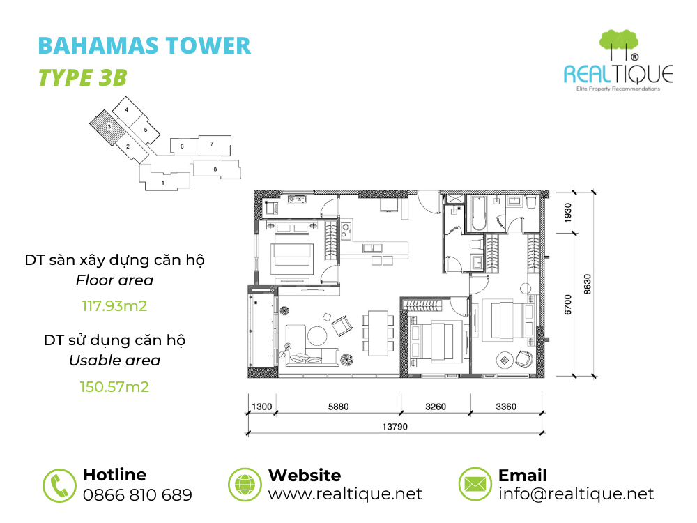 Bahamas 3 bedrooms apartment - 3B