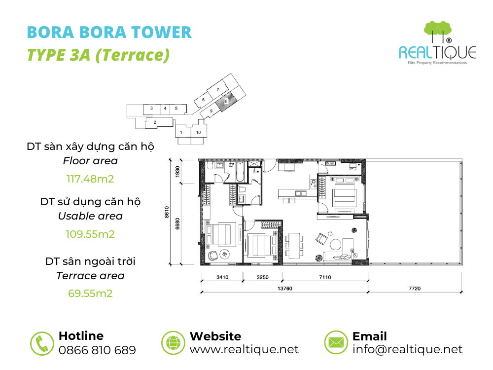 Bora Bora Apartment 3 bedrooms - 3A (Terrace)