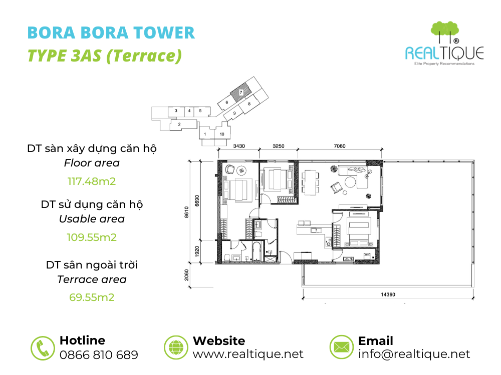 Bora Bora Apartment 3 bedrooms - 3AS (Terrace)