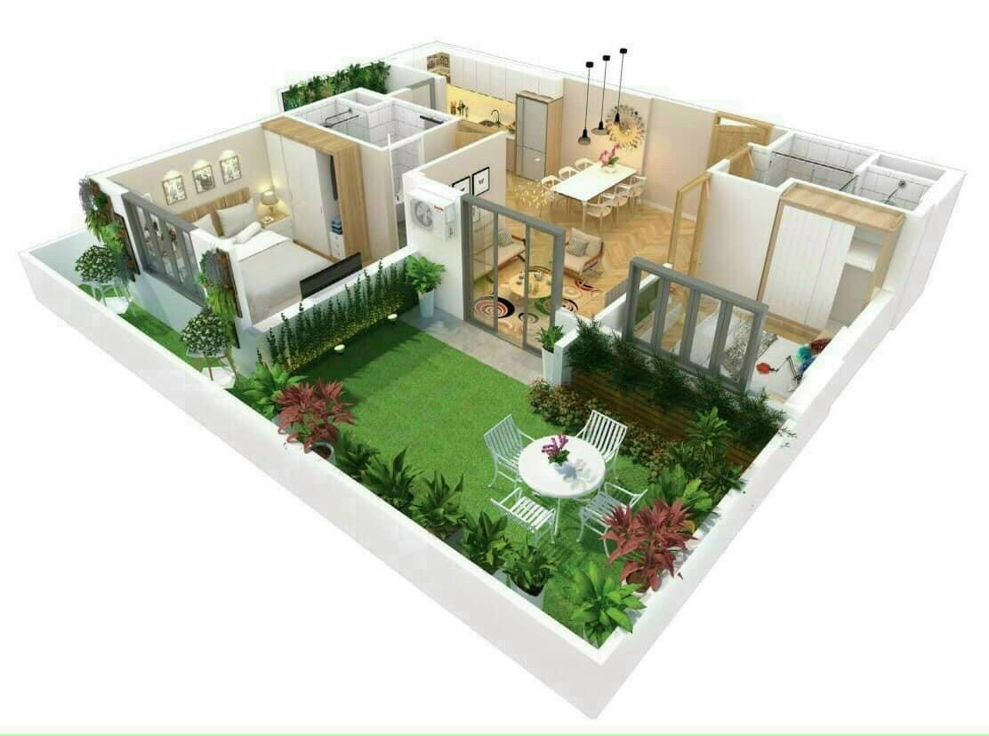 Spacious courtyard from 4th floor sky garden apartments of The Bliss and The Aster