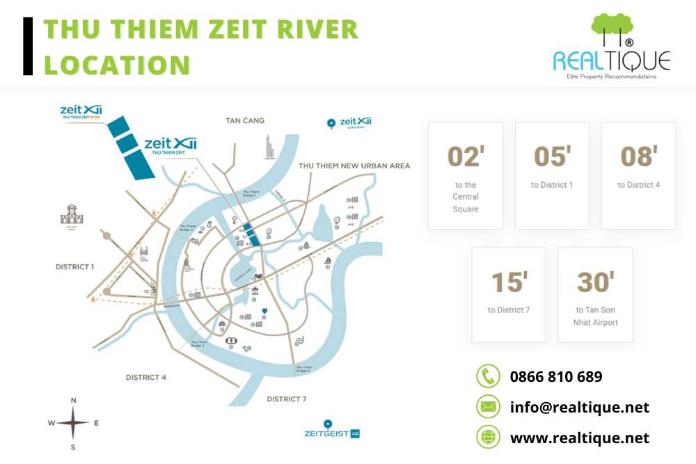 Residents at Thu Thiem Zeit River can move quickly to nearby locations
