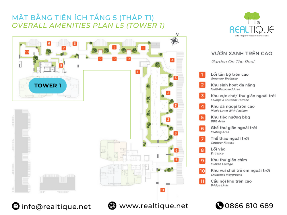 Mặt bằng tiện ích tầng 5 Tháp T1 Thủ Thiêm Zeit River