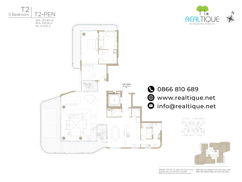 Layout Penthouse Tháp T2 Thủ Thiêm Zeit River