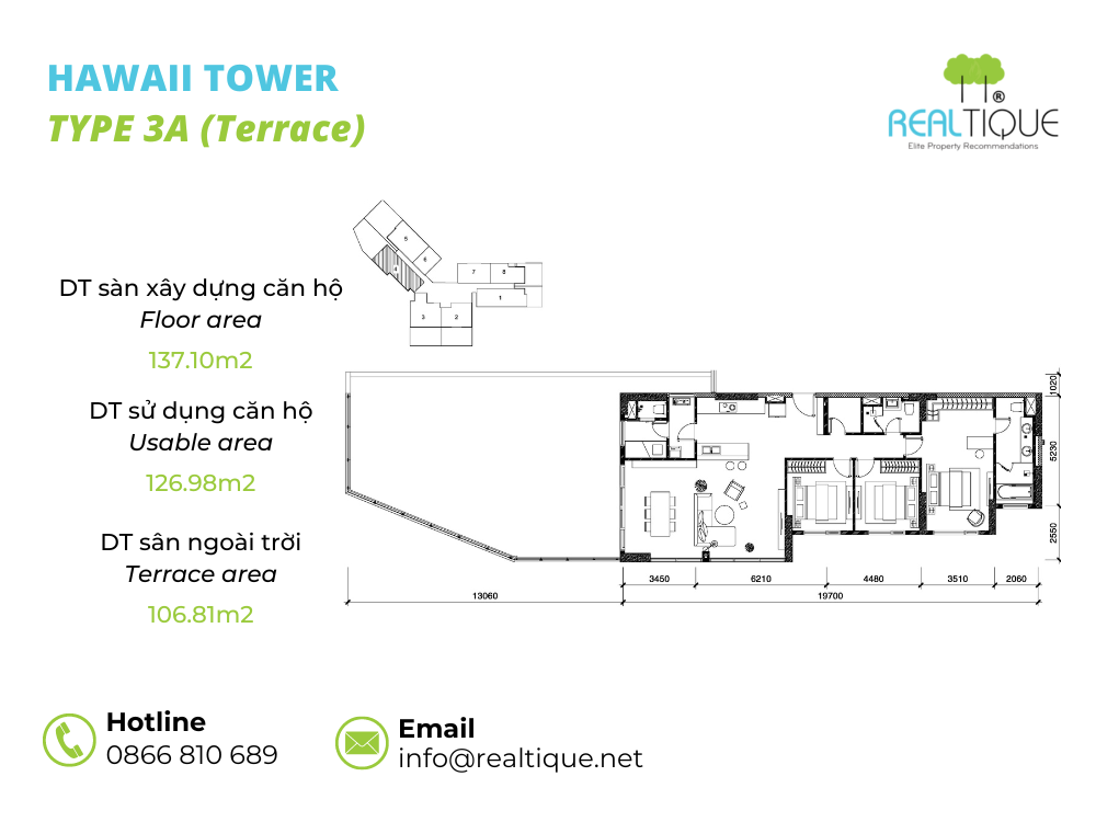 Hawaii 3 bedrooms apartment - 3A (Terrace)