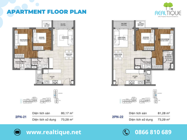 The layout of One Verandah apartment with 2 bedrooms