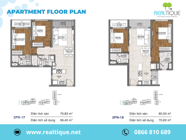 The layout of a 2-bedroom apartment in One Verandah