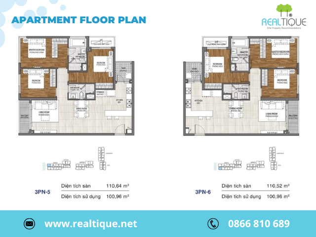The layout of the 3-bedroom apartment at One Verandah