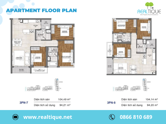 The layout of the 3-bedroom apartment at One Verandah