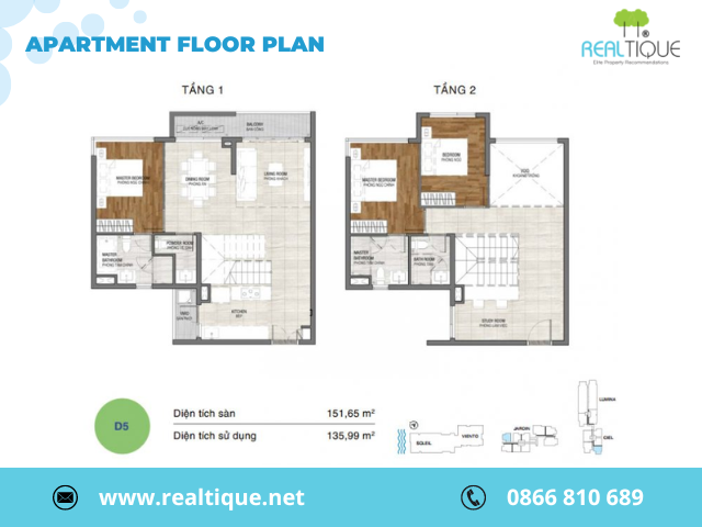 The layout of the Duplex D5 apartment at One Verandah