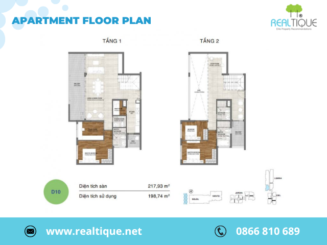 The layout of the Duplex D10 apartment at One Verandah