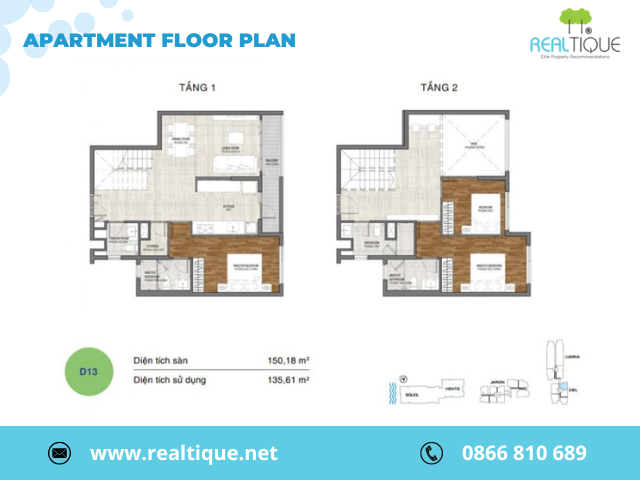 The layout of the Duplex D13 apartment at One Verandah