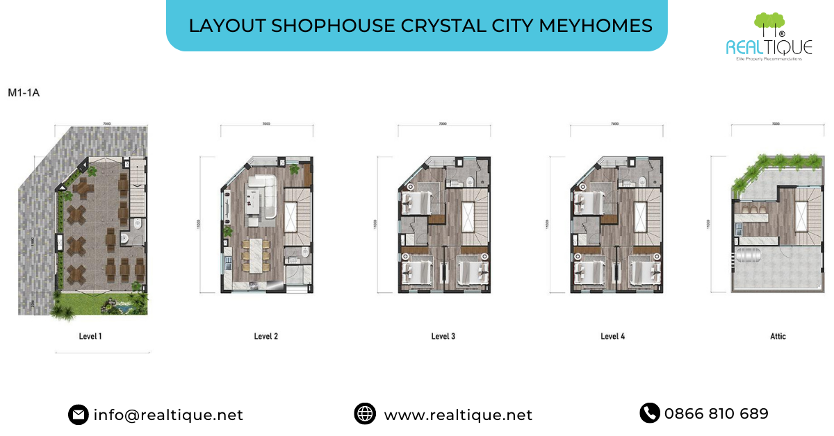 Layout Shophouse phân kì Crystal City tại Meyhomes