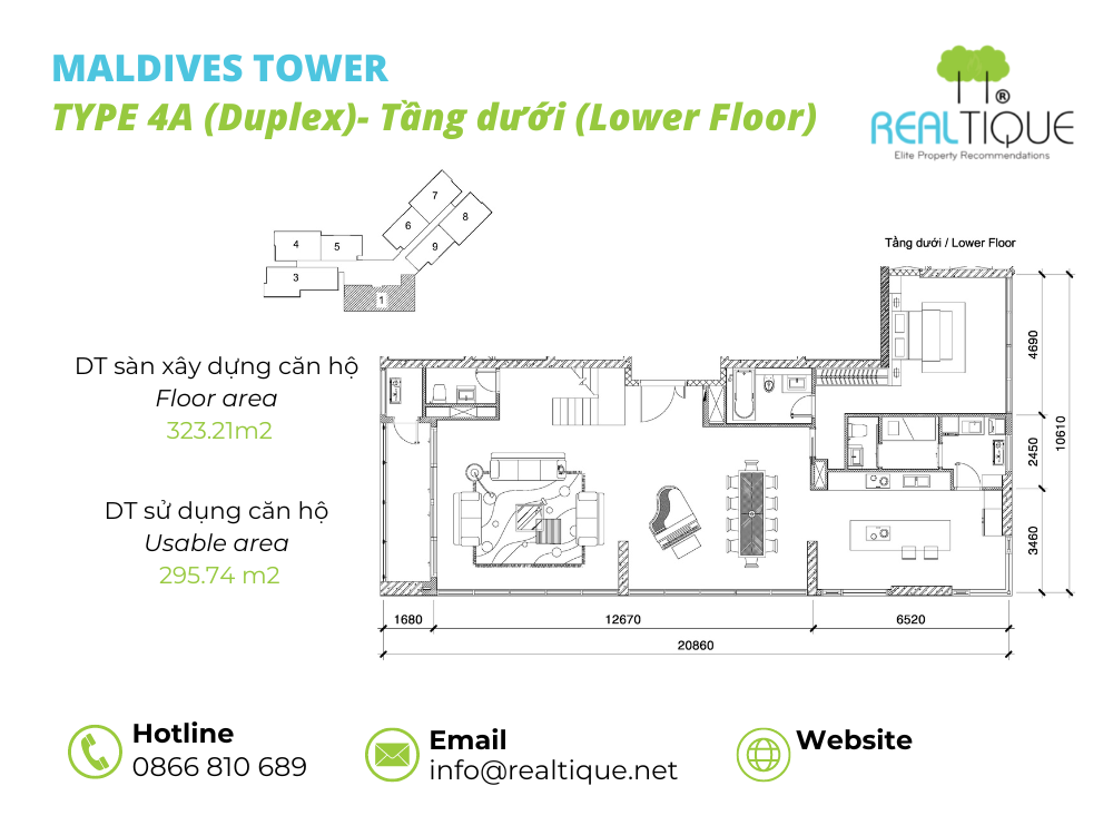 Floor plan of Maldives apartment Duplex - Lower floor