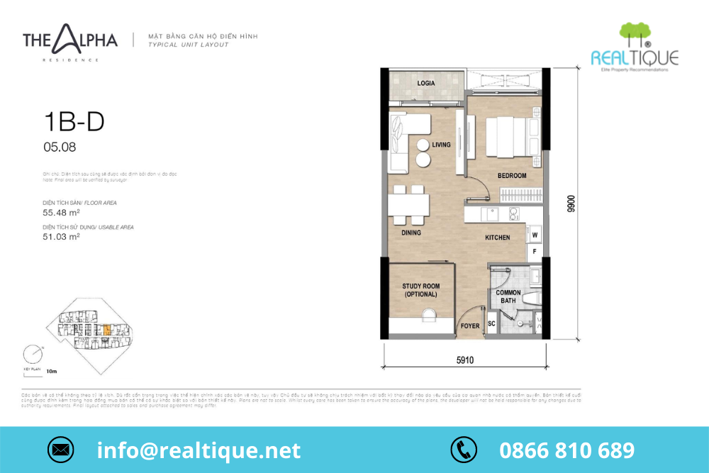 Floor plan of The Alpha Residence 1B - D
