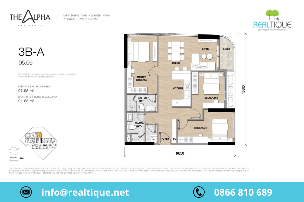 Floor plan of The Alpha Residence 3B - A