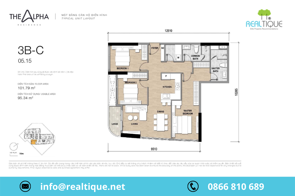 Floor plan of The Alpha Residence 3B - C