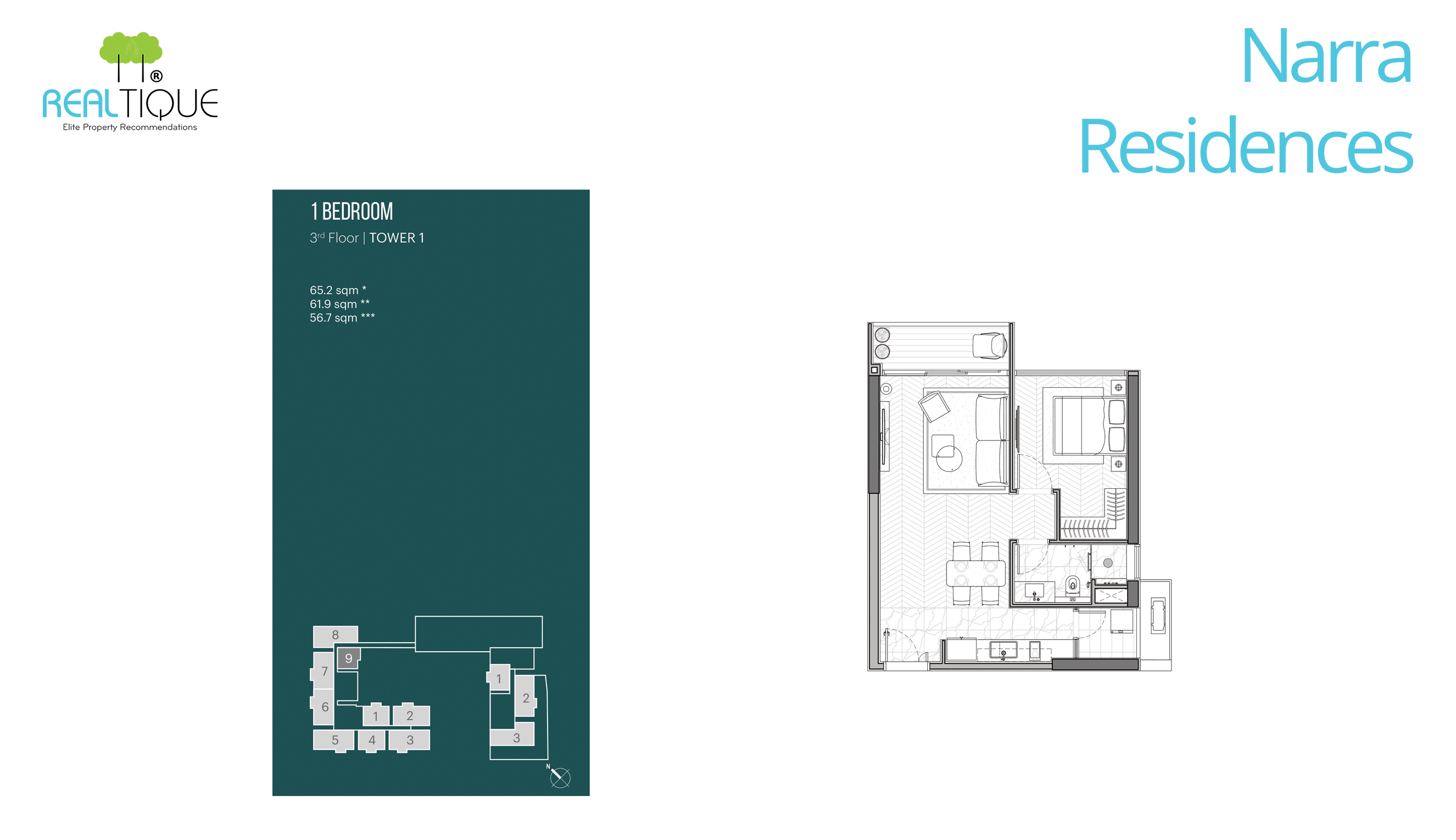 1 Bedroom Layout of Narra Residences (MU8)