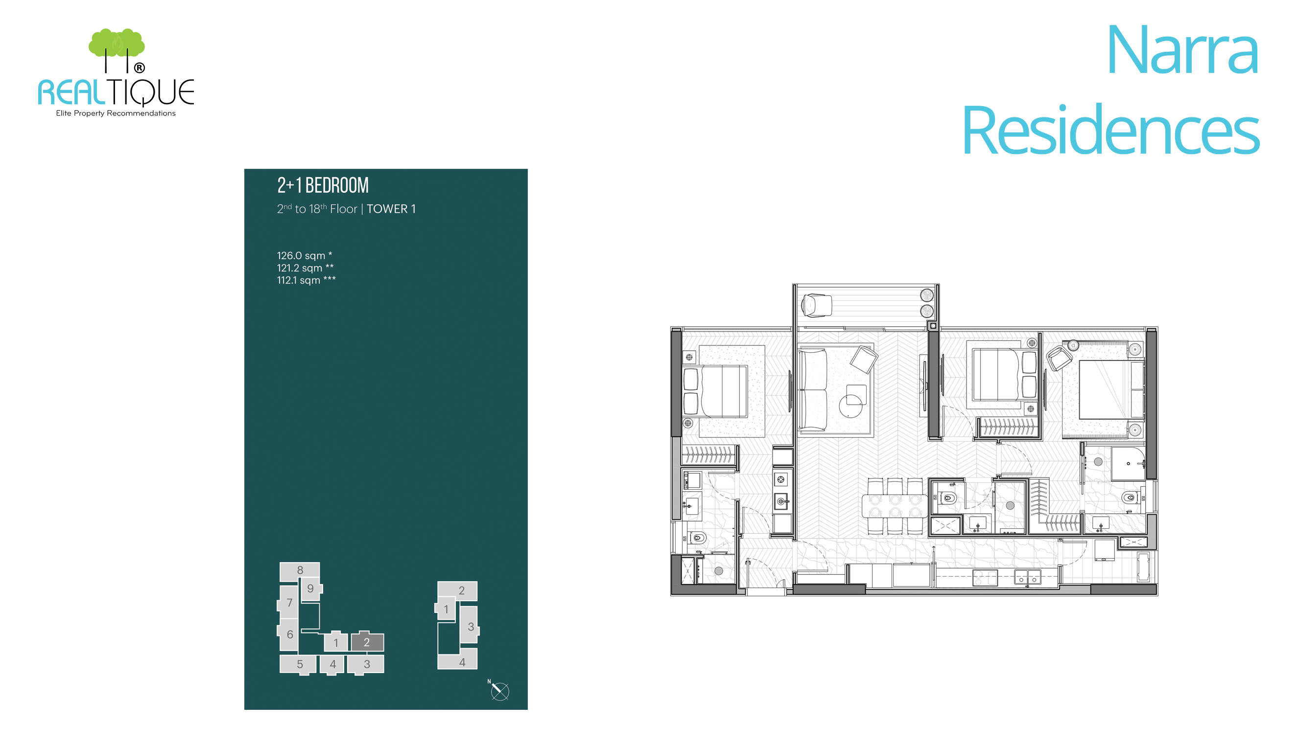 2 Bedroom +1 Layout of Narra Residences (MU8)