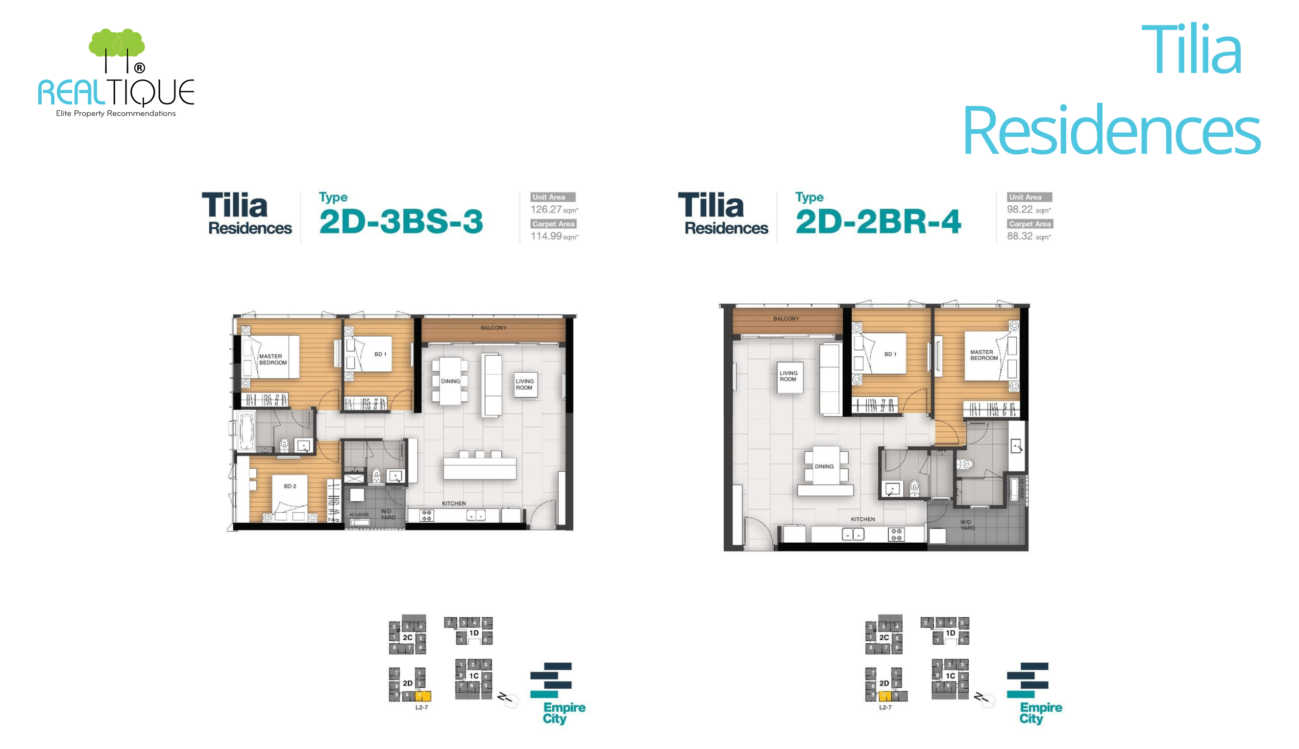 Detailed Layouts of T2D Tower of Tilia Residences (MU7)