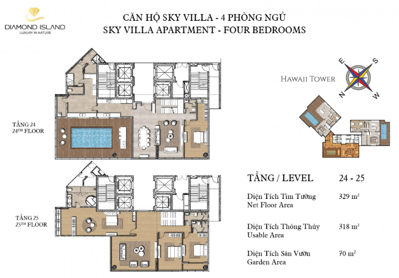 Hawaii Sky Villa apartment 4 bedrooms - 318m2