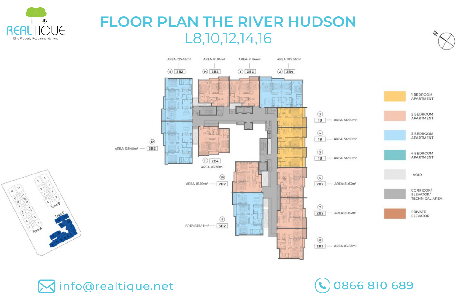 Typical floor plan of Tower River Hudson, The River Thu Thiem