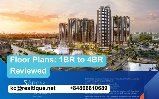 Masteri Cosmo Central floor plans 1BR 2BR 3BR 4BR layouts reviewed towers A B1 B2 full apartment layout gallery