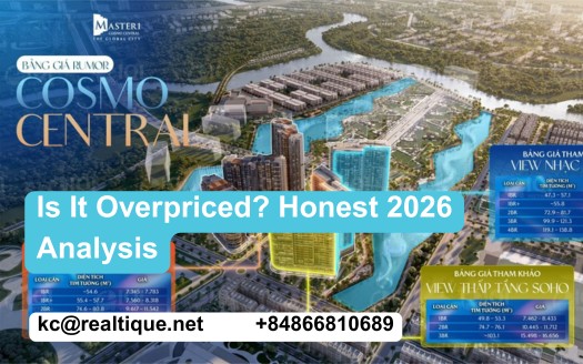 Is Masteri Cosmo Central The Global City overpriced honest 2026 analysis price per square metre comparison vs HCMC premium projects