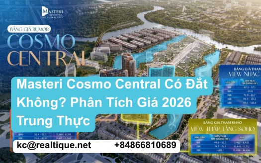 Masteri Cosmo Central có đắt không phân tích giá 2026 so sánh giá mét vuông với dự án cao cấp HCMC đòn bẩy IFC chứng chỉ xanh