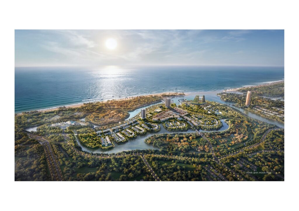 Aerial panorama Haus Coastal Quảng Ngãi với biển | Aerial panorama Haus Coastal with sea