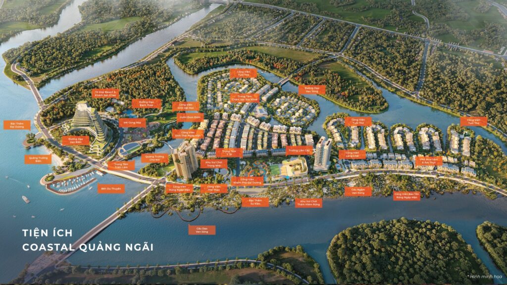 Tiện ích Haus Coastal Quảng Ngãi annotated aerial | Haus Coastal Quang Ngai amenities annotated aerial