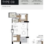 Layout căn C9 The Berkley — 2 phòng ngủ stack variant | C9 2BR stack variant layout