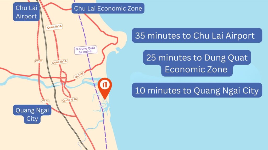 Haus Coastal Quang Ngai infrastructure rollout — Dung Quat Chu Lai Quang Ngai city | Lộ trình hạ tầng Haus Coastal Quảng Ngãi