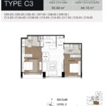 Layout Type C3 — căn hộ 2 phòng ngủ 94m² layout vuông vức nhất | Type C3 — 94m² 2-bedroom most square layout