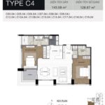 Layout Type C4 — căn hộ 2 phòng ngủ 143m² 3 nhà vệ sinh + kho | Type C4 — 143m² 2-bedroom + 3 bathrooms + storage