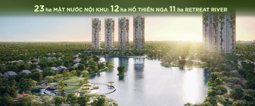 Eco Retreat 23ha mặt nước nội khu 12ha Hồ Thiên Nga và 11ha Retreat River bao quanh Forest Onsen | Eco Retreat 23ha internal water 12ha Swan Lake plus 11ha Retreat River around Forest Onsen