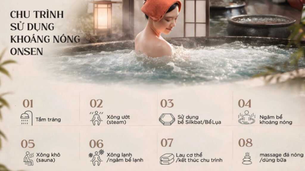 Chu trình sử dụng onsen Nhật Bản 7 bước Eco Forest Onsen | 7-step Japanese onsen usage cycle at Eco Forest Onsen