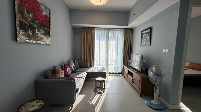 Phòng khách căn hộ 1 phòng ngủ Gateway Thảo Điền Tháp B 58m2 đầy đủ nội thất | Living room of 1-bedroom Gateway Thảo Điền Tower B 58sqm apartment fully furnished