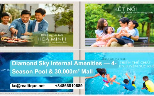 Tiện ích nội khu Diamond Sky hồ bơi 4 mùa và trung tâm thương mại | Diamond Sky internal amenities four-season pool and mall