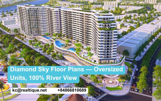 Mặt bằng layout căn hộ Diamond Sky 100% view sông | Diamond Sky apartment floor plans with 100% river view