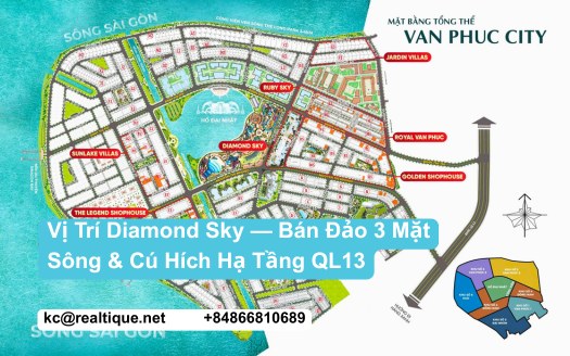 Vị trí Diamond Sky — bán đảo 3 mặt sông | Diamond Sky location