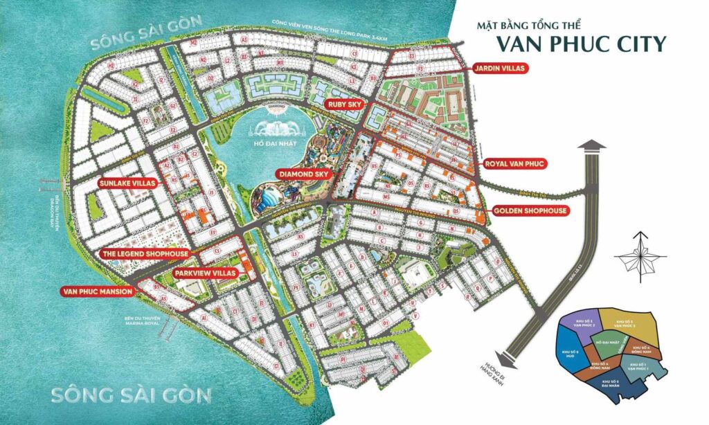 Mặt bằng tổng thể khu đô thị Vạn Phúc City | Van Phuc City masterplan
