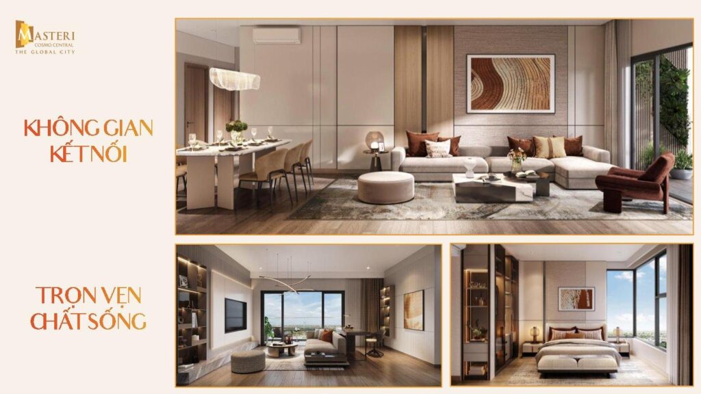 Căn hộ 3 phòng ngủ Nexus Zone The Global City không gian mở | Nexus Zone 3-bedroom apartment interior render