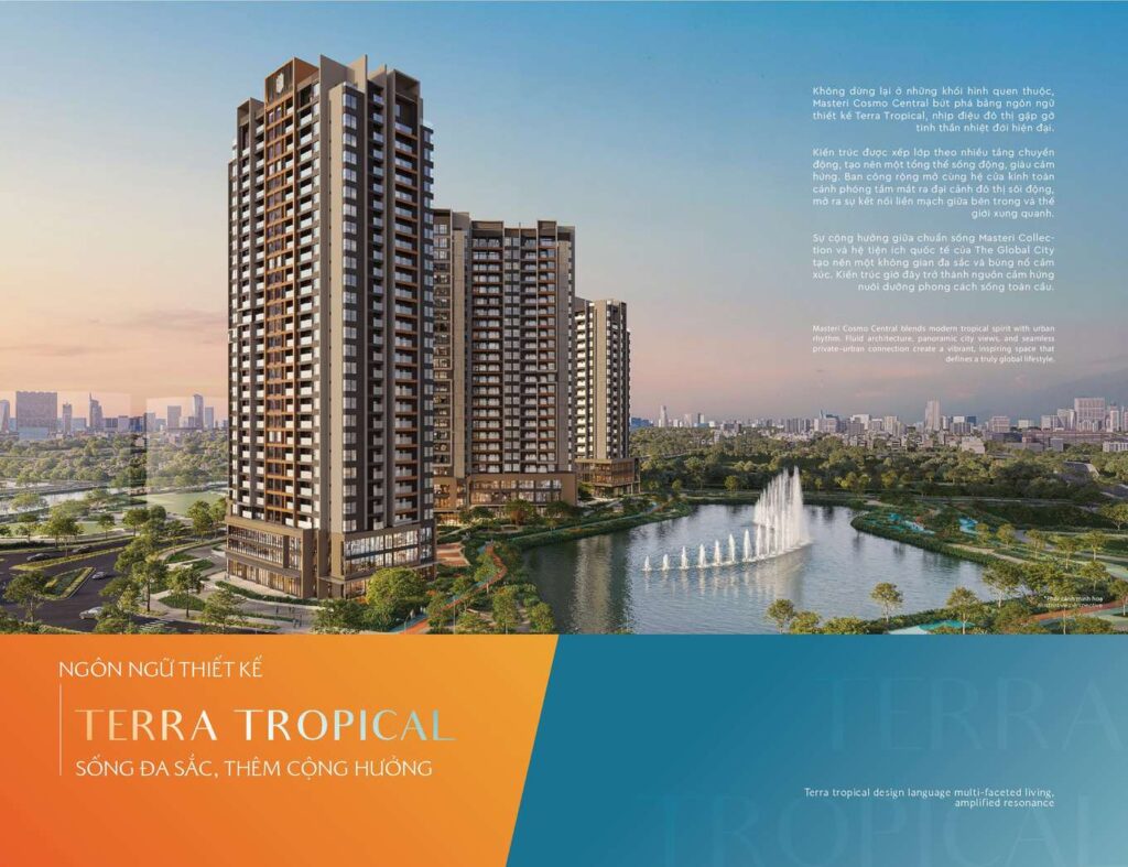 Phối cảnh Nexus Zone The Global City thiết kế Terra Tropical bên kênh nhạc nước | Nexus Zone The Global City Terra Tropical render