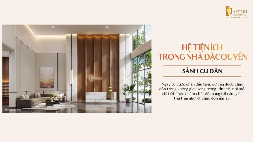 Sảnh cư dân và sảnh thang máy đặc quyền Nexus Zone The Global City | Nexus Zone resident lobby render