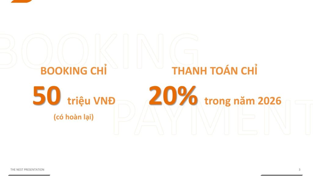 Booking 50 triệu và thanh toán 20% năm 2026 The Nest | The Nest booking 50M and 20% payment in 2026