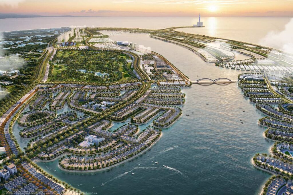 Phối cảnh tổng thể siêu đô thị biển Vinhomes Green Paradise Cần Giờ | Aerial masterplan of the coastal mega-city Vinhomes Green Paradise Can Gio